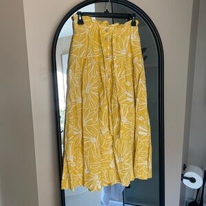 Target Universal Thread Linen Blend Yellow Floral Midi Skirt